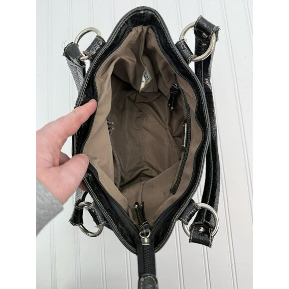 NINE WEST Vintage‎ Black Pebbled Shoulder Bag Purse Faux Leather - Picture 14 of 16